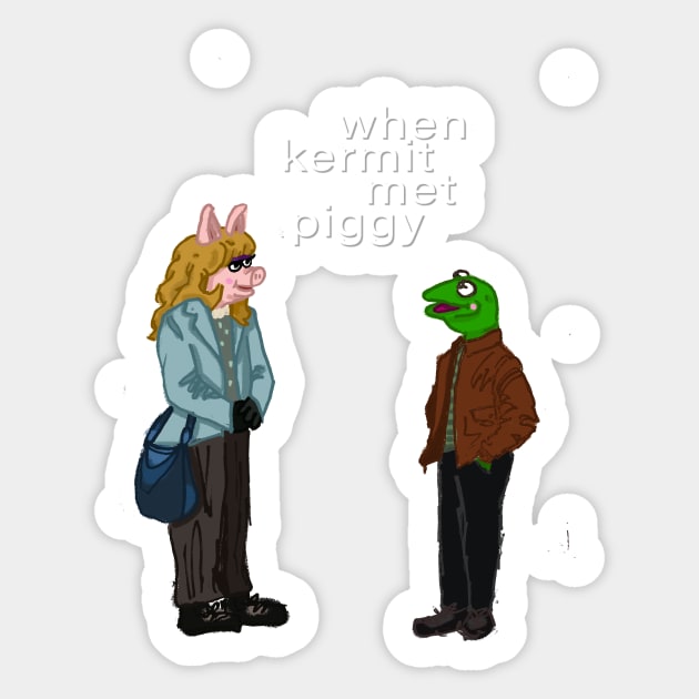 When Kermit Met Piggy Sticker by okjenna